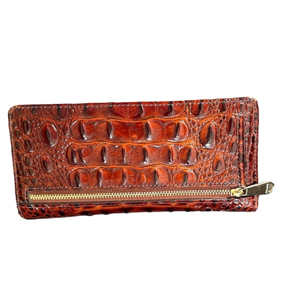 Brahmin Brown Leather Reptile Hand Tote W/Matching Wallet 2pc - Picture 3 of 13